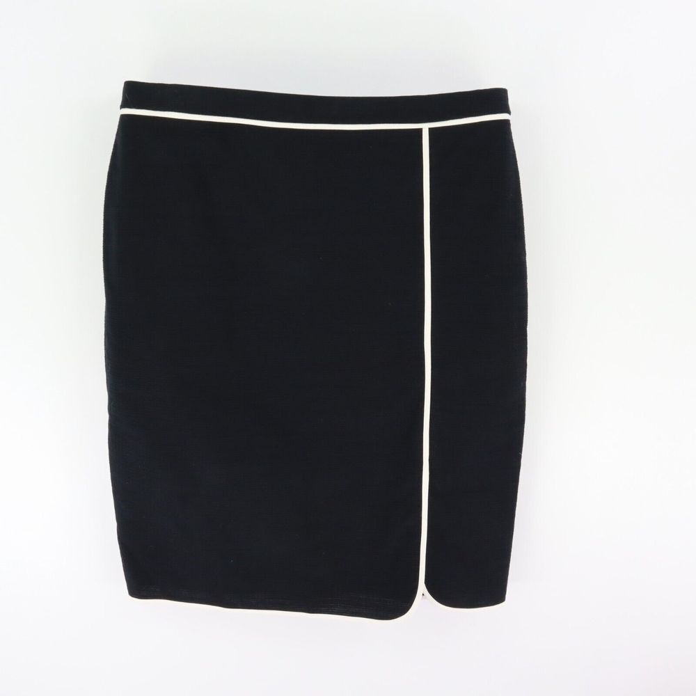 Ann Taylor Factory Skirt Lined Knee Length Womens 14 Black White Accent Stripe